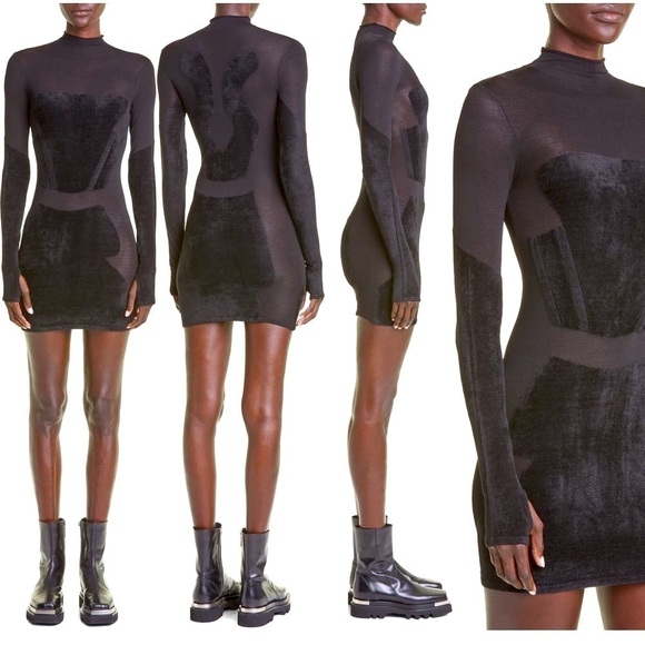 New Dion Lee Chenille Intarsia Knit Black Mini Dress Size 4 - Picture 6 of 14